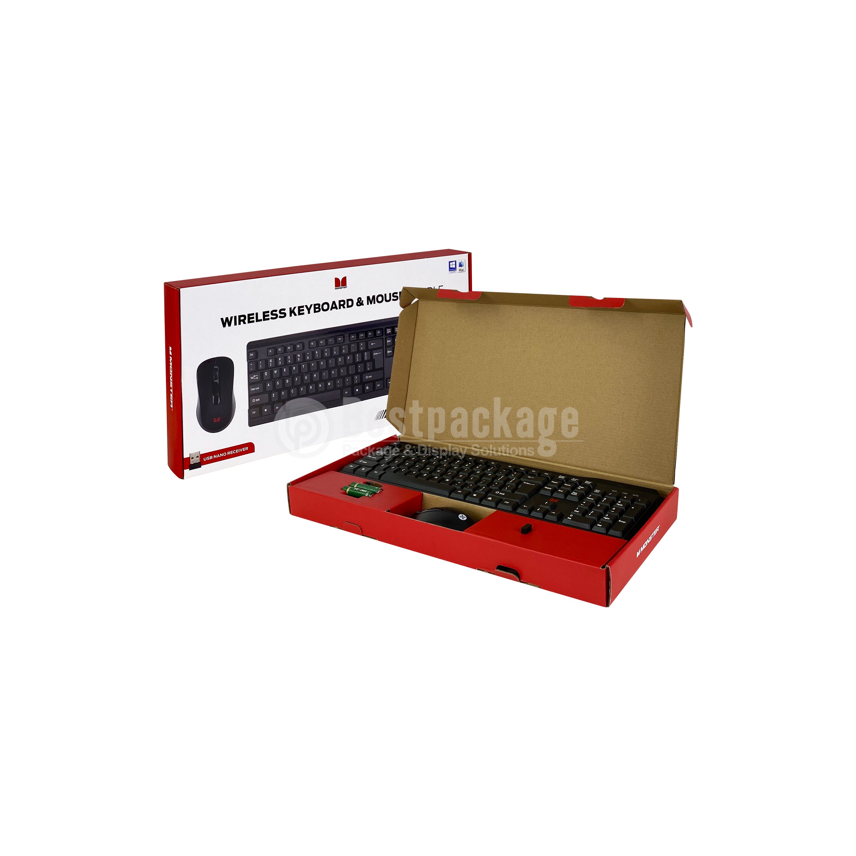 RT02016 Corrugated Cardoard box, Wireless Keyboard & Mouse Bundle Package, Electronic Package,