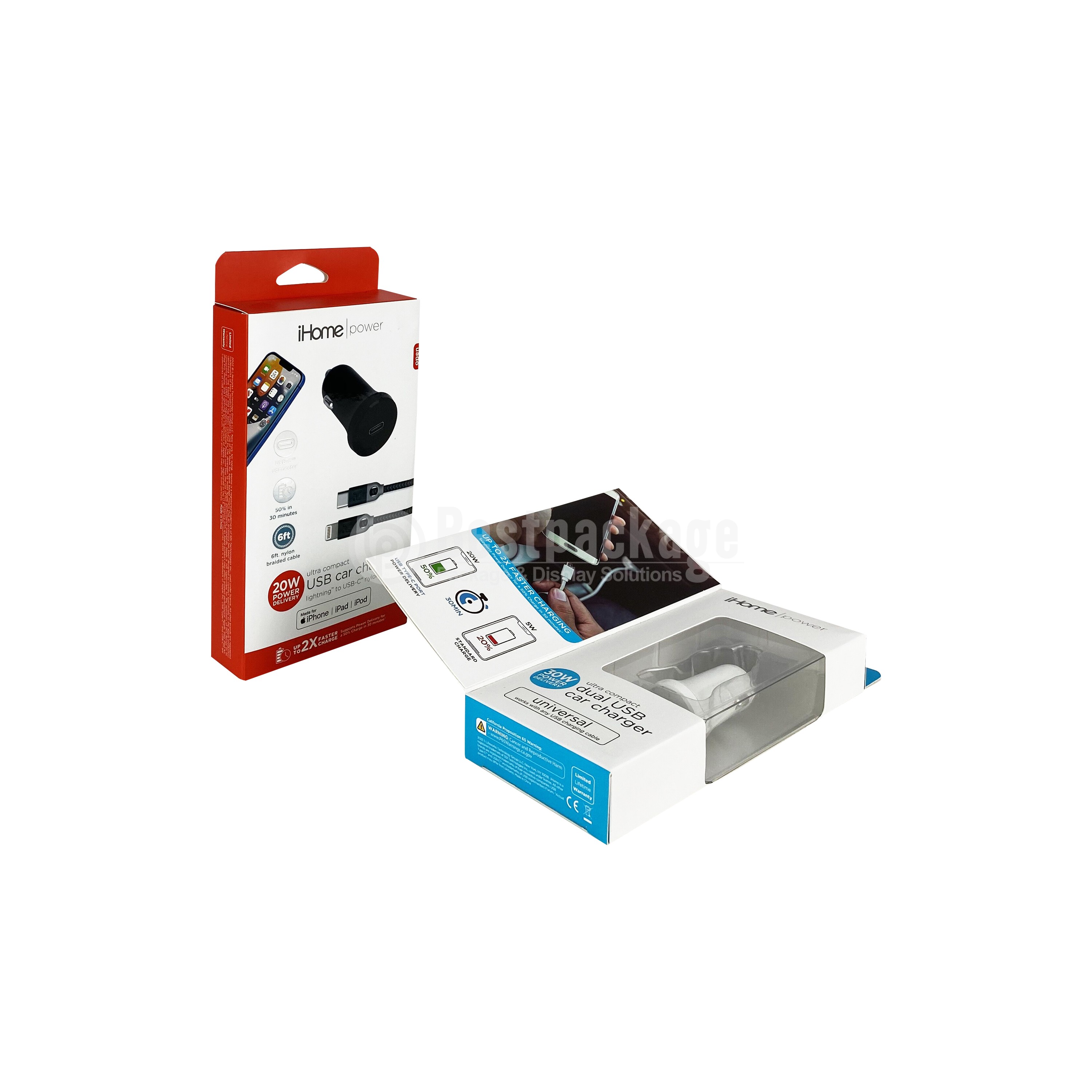 RT01007 Card Stock Paper box, USB Car Charger & Cable Package, Electronic Package,
